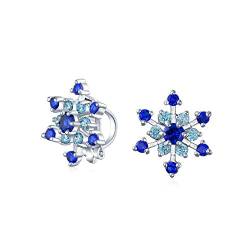Weihnachten Ferien Party Cz Royal Ice Blue Aqua Cubic Zirconia Star Snowflake Stud Clip On Ohrringe No Piercing Silber Plattiert Messing von Bling Jewelry
