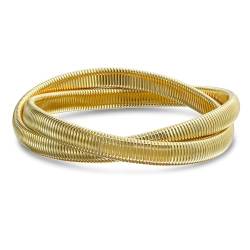 Zwei Stränge Omega Snake Cobra Breites Bangle Twisted Armbandband Set Ineinandergreifende Flexible Stretch Armbänder Für Frauen Gelbgoldplattiertes Edelstahl Passend Für Handgelenke Von 8 Bis 8,5 von Bling Jewelry