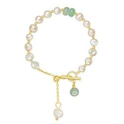 Bling Queen Damen-Armband aus Edelstahl, Naturstein, Perlen, Anhänger von Bling Queen
