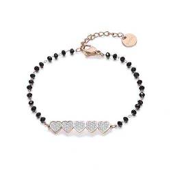 Bling Queen Damen-Gliederkette aus Edelstahl mit Kristallperlen-Armband, Einheitsgröße, Metall, Kristall von Bling Queen
