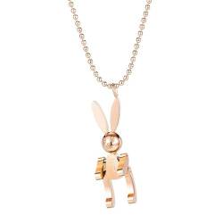 Bling Queen Damen Titan Bunny Anhänger Halskette mit einem Gliederkette Kaninchen Anhänger Halskette Häschen Anhänger Charm Anhänger Halskette Mode Halsketten für Frauen Trendige Einfache Kette von Bling Queen