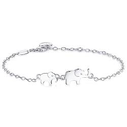 BlingGem Armband für Damen 925 Sterling Silber 2 Generationen Elefanten Armband für Mutter und Tochter Tierschmuck Geschenk für Damen Frauen von BlingGem