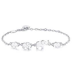 BlingGem Armband für Damen 925 Sterling Silber 4 Generationen Elefanten Armband für Großmutter Mutter Tochter Tierschmuck Geschenk für Damen Frauen von BlingGem