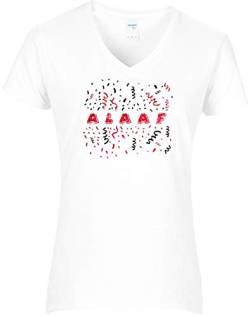 BlingelingShirts Glitzer Shirt Damen Fasching Glitzer Shirt Kölner Karneval Konfetti mit Alaaf Schriftzug. Weiss. Gr. XXL von BlingelingShirts