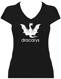 BlingelingShirts Shirt Shirt Damen Drachen Dracarys Shirt Drachenkönigin Mother of Dragons. T-Shirt. Grösse L. schwarz Druck Weiss von BlingelingShirts
