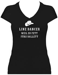 Elegantes Shirt Damen Line Dancer Weil zu fett fürs Ballett mit Cowboyhut Western Elegantes Shirt Damen. T-Shirt. Grösse M von BlingelingShirts