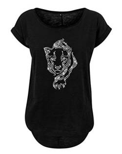 BLINGELING Damen Shirt Oversize großer Puma Wildkatze Panther Raubkatze, schwarz, Gr. 4XL Evi von Blingelingshirts