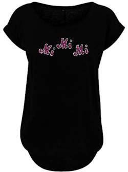 Blingelingshirts Damen Fun Shirt Sprüche Mimimi Schriftzug Mi Mi Mi Strass und Glitzer mit pink Sterne. kristall. Gr. 2XL Evi von Blingelingshirts