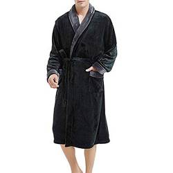 Bademantel Herren Morgenmantel Kuschelfleece Morgenmantel Weihnachten Party Home Kleidung Loungewear und Nachtwäsche Kuscheliger Winterbademantel Lang Kimono Reisebademantel Pyjama von Blingko