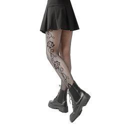 Blingko Damen Netzstrümpfe Netzstrumpfhosen Sexy Schwarz Fischnetzsocken Strumpfhosen für Kostüm Fasching Hohe Taille Fischernetz Strümpfe Transparente Erotik Mesh Socken, Einheitsgröße von Blingko