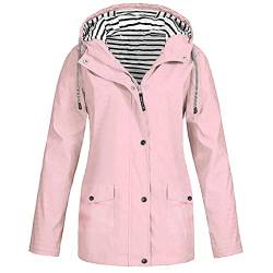 Blingko Funktionsmäntel Outdoor-Softshelljacken für Damen Wasserdicht Winddicht Regenjacke Herbst Winter Sportjacken Leicht Hooded Jacken Einfarbig Regenparka Taschen Outwear Geeignet Übergangsjacke von Blingko