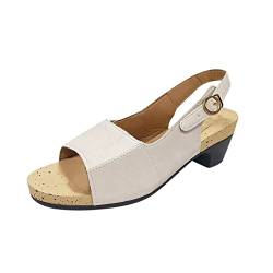 Blingko Plateau Sandalen Damen Glitzer Strass Peep Toe Frauen Mädchen Sandaletten Sommerschuhe Bohemian Slide Sandal mit Absatz In Schuhe On 41, Beige, 37 EU von Blingko