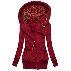 Blingko Sweatjacke Damen Herbst Winter Kapuzenpullover Reißverschluss Sweatshirt Leicht Jacke Parka Gemütliche Winterjacke Langarm Mantel Freizeit Übergangsjacke Elegant Softshelljacken von Blingko