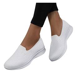 Blingko Weisse Schuhe Damen Trainer Outdoor Walking Slip On Sneakers Outdoor Schuhe für Fitness Jogging Dämpfung rutschfest Bequeme Sneaker Weiss Damen Sneaker Damen mit Glitzer Schuhe Damen Sneaker von Blingko