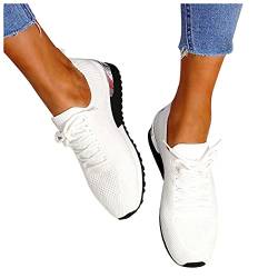 Blingko Weiße Sneaker Damen, Outdoor Sportschuhe Laufschuhe Tennis Schuhe Schnürsenkel Freizeitschuhe Sport Freizeit Sneaker Fitness Straßenlaufschuhe Straßenlaufschuhe, 37 EU von Blingko