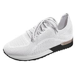 Blingko Weiße Sneaker Damen, Outdoor Sportschuhe Laufschuhe Tennis Schuhe Schnürsenkel Freizeitschuhe Sport Freizeit Sneaker Fitness Straßenlaufschuhe Straßenlaufschuhe, Weiß, 38 EU von Blingko