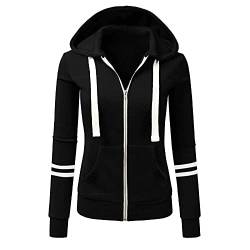 Damen Jacke Sweatjacke Zip Up Hoodie Pullover Einfarbig Strickjacke mit Einstellbar Kordel Kapuzenpullover Taschen Kapuzen Sweatshirt Herbst Winter Kapuzenjacke Leicht Bequemer Sportbekleidung von Blingko