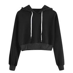 Damen Kapuzenpullover Kurz Sweatjacke Cropped Kapuzenjacke Hoodie Cropped Pullover Mädchen Bauchfrei Sweatshirt mit Kapuze Kurz Jacke Casual Langarm Shirts Kordelzug Oberteil Bluse Tops Streetwear von Blingko