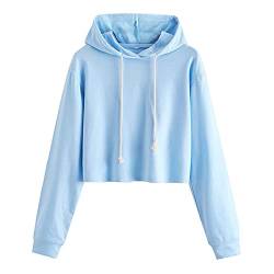 Kapuzenpullover Damen Kurz Sweatjacke Cropped Kapuzenjacke Hoodie Pullover Bauchfrei Sweatshirt mit Kapuze Jacke Kordelzug Oberteil Bluse Tops Streetwear Langarmshirt Langarmbluse von Blingko