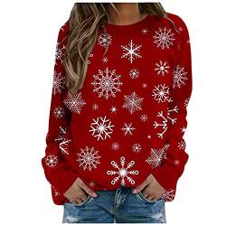 Norweger Pullover Damen Langarm Rundhals Shirt Herbst Winter Langarm Pullis Lockerer Passt Streetwear Oversized Winterpullover Festival Outfit Damen Weihnachtspullover von Blingko