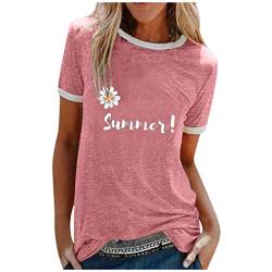 Tshirt Damen Rundhals Kurzarm T-Shirts Sommer T Shirts Good Vibes Regenbogen Brief Gedruckt Lässig Tee Shirts Oberteile Tops Batik Ausgefallene Bluse Damenshirts Sweatshirt von Blingko