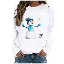 Weihnachtspulli Damen Sweatshirt Weihnachtsmann Druck Weihnachtspullover Rundhals Pullover Christmas Lustig Langarmshirt Weihnachten Motiv Pulli Teenager Mädchen Streetwear von Blingko