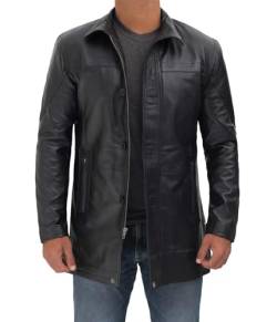 Blingsoul Leder Automäntel für Herren - Schwarz/Braun Echtlederjacke Herren, Schwarz - Bristol Jacke, X-Large von Blingsoul