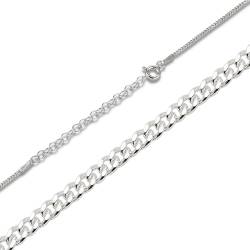 BlinqBlinq Cuban Chain Silberkette 1mm 925 Sterling Silber Kette Länge verstellbar 45cm 55cm Cubana Unisex Echtsilber Halskette Herren oder Halskette Damen (45) von BlinqBlinq