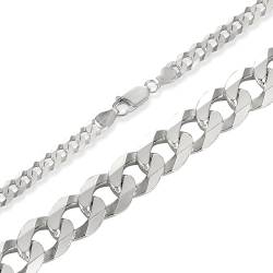 BlinqBlinq Cuban Chain Silberkette in 1mm 2mm 3mm 925 Sterling Silber Panzerkette Längen 40cm 50cm 60cm Cubana Unisex Echtsilber Halskette Herren oder Halskette Damen (60.00, 6mm (flach)) von BlinqBlinq