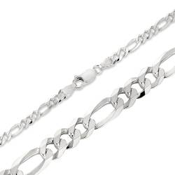 BlinqBlinq Figaro Silberkette in 3mm 6mm 925 Sterling Silber Längen 40cm 50cm 60cm Silberschmuck Unisex Halskette Herren Halskette oder Damen Halskette (50, 6mm (flach)) von BlinqBlinq