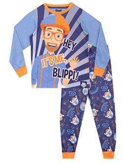 Blippi Schlafanzug | Langarm Schlafanzüge für Jungen | Pyjama Kinder Blau 128 von Blippi