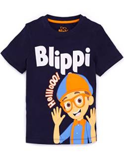 Blippi T-Shirt Kinder Jungen Kleinkinder Cartoon Navy Kurzarm Top 5-6 Jahre von Blippi