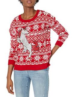 Blizzard Bay Damen Women's Ugly Christmas Unicorn Sweater Pullover, Einhorn weiß, Groß von Blizzard Bay