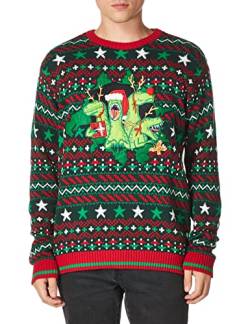 Blizzard Bay Herren Ugly Christmas Sweater Dinosaurier Pullover, Grün/Rot, Groß von Blizzard Bay