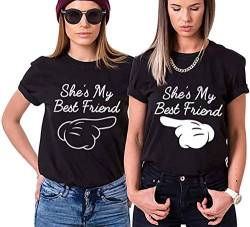 Best Friends BFF Beste Freunde T-Shirt für Mädchen - 1x Damen Tshirt Links Schwarz XXL von Blondie & Brownie