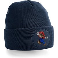 Blondie & Brownie Beanie Unisex Erwachsenen Mario Stick Patch Luigi Klempner Super Retro von Blondie & Brownie