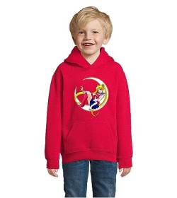 Blondie & Brownie Fun Kinder Hoodie Pullover Sailor Moon, Rot, 130/140, 10 Jahre von Blondie & Brownie