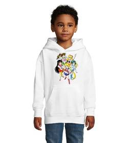 Blondie & Brownie Fun Kinder Hoodie Pullover Sailor Moon Friends, Weiß, 130/140, 10 Jahre von Blondie & Brownie