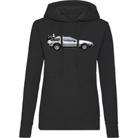 Blondie & Brownie Hoodie Damen Delorean Auto Zukunftsreise Zukunft Zeitmaschine mit Kapuze von Blondie & Brownie