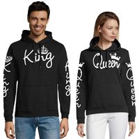 Blondie & Brownie Hoodie Unisex Paar Pärchen Pullover King Queen All Over Print Mit Kapuze, Kängurutasche von Blondie & Brownie