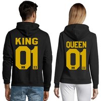 Blondie & Brownie Hoodie Unisex Paar Pärchen Pullover King Queen Valentin Bff Friends mit Kapuze, Kängurutasche von Blondie & Brownie