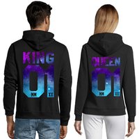 Blondie & Brownie Hoodie Unisex Paar Pärchen Pullover King Queen Valentin Bff Friends mit Kapuze, Kängurutasche von Blondie & Brownie