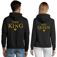 Blondie & Brownie Hoodie Unisex Paar Pärchen Pullover The King His Queen Valentin Bff Friends mit Kapuze, Kängurutasche von Blondie & Brownie