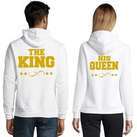 Blondie & Brownie Hoodie Unisex Paar Pärchen Pullover The King His Queen Valentin Bff Friends mit Kapuze, Kängurutasche von Blondie & Brownie