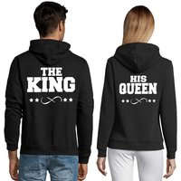 Blondie & Brownie Hoodie Unisex Paar Pärchen Pullover The King His Queen Valentin Bff Friends mit Kapuze, Kängurutasche von Blondie & Brownie