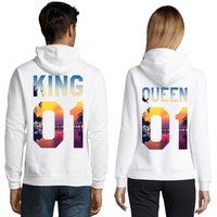 Blondie & Brownie Hoodie Unisex Pullover King Queen Sun Beach Paar Pärchen mit Kapuze, Kängurutasche von Blondie & Brownie