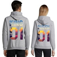 Blondie & Brownie Hoodie Unisex Pullover King Queen Sun Beach Paar Pärchen mit Kapuze, Kängurutasche von Blondie & Brownie