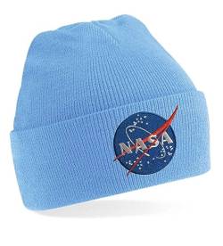Blondie & Brownie Winter Herbst Beanie Mütze NASA, Hellblau von Blondie & Brownie