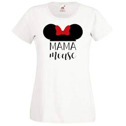 Damen T-Shirt Modell Mama Maus, Gr. L, Weiß von Blondie & Brownie