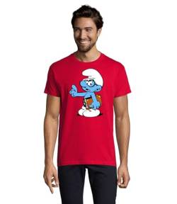 Fun T-Shirt Herren Schlaubi Schlumpf Rot Größe 5XL von Blondie & Brownie